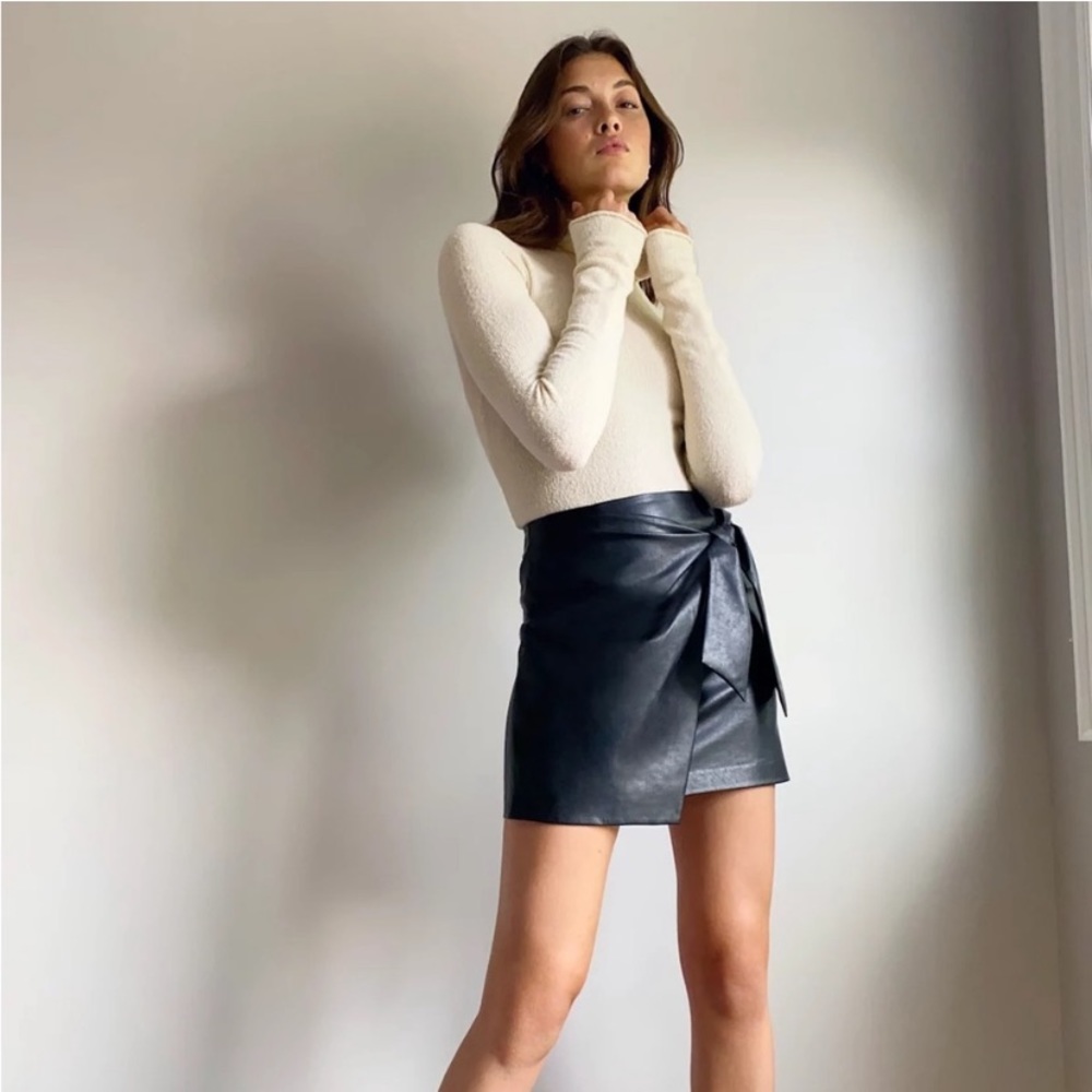Wilfred Leather Bow Tie Wrap Skirt
